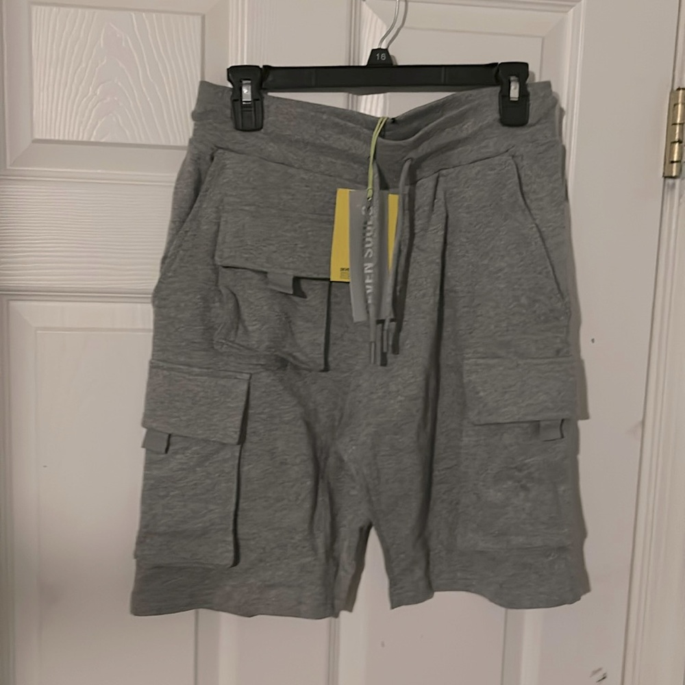 Grey fleece cargo shorts